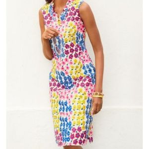 Talbots Floral Ruffle-Neck Shift Dress